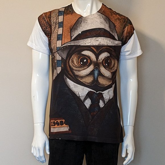 Cocktails Other - T-shirt - gentleman Owl retro detective steampunk